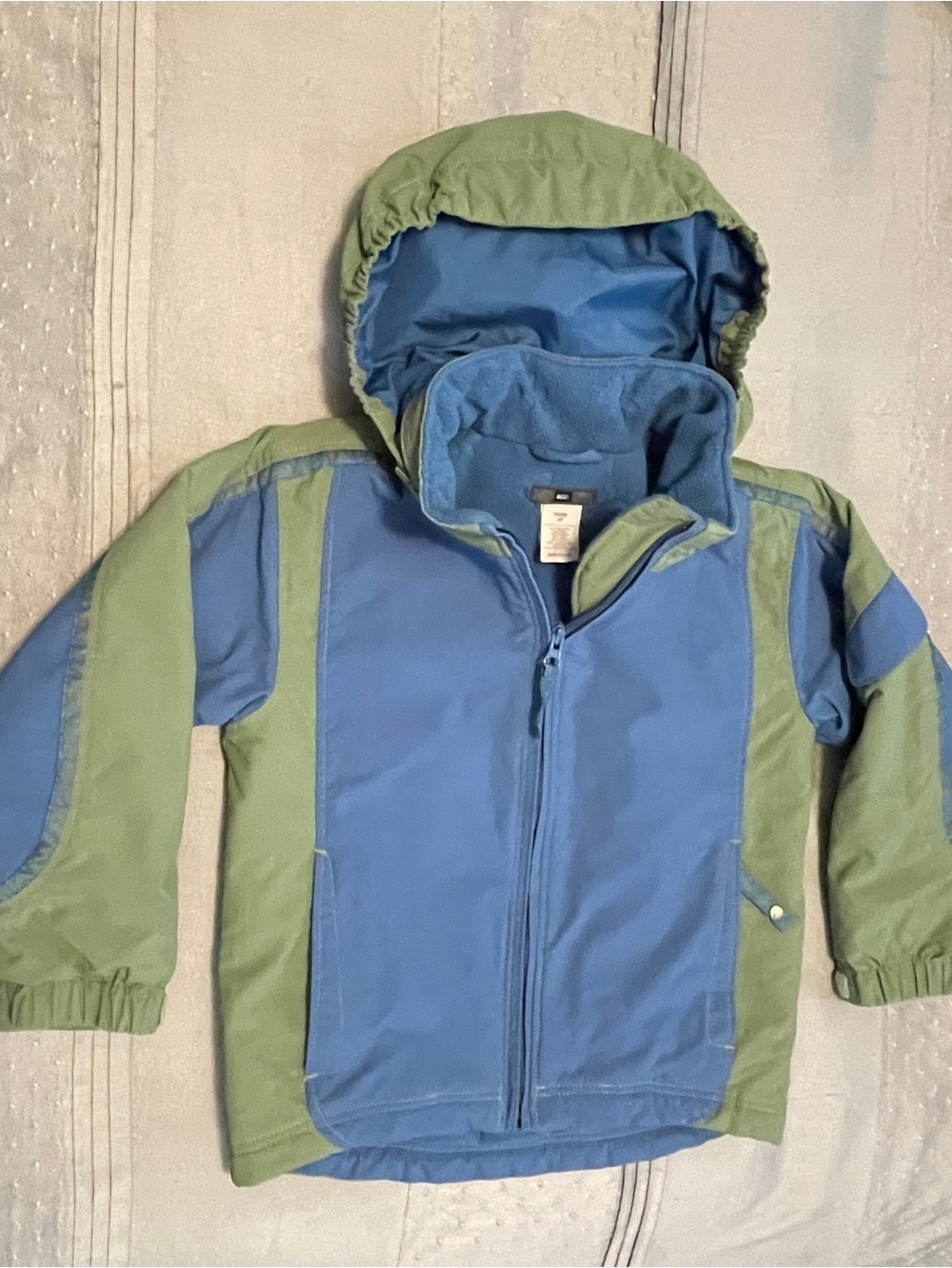 REI Unisex Kids Hooded Winter Jacket Color Block Green & Blue size 4T